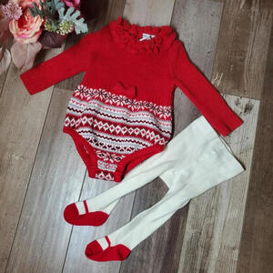 Cupcakes and Cashmere Baby Girl Knit Outfit 2pc Set 3-6 Months